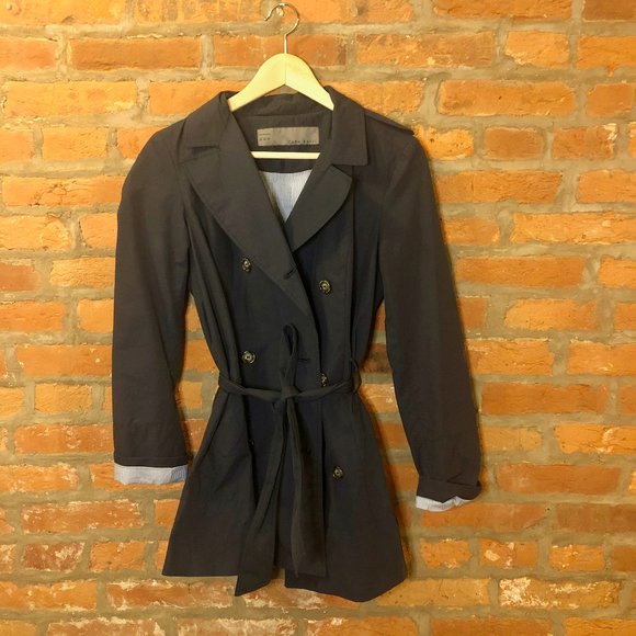 Zara Navy Trench Coat - Picture 1 of 6